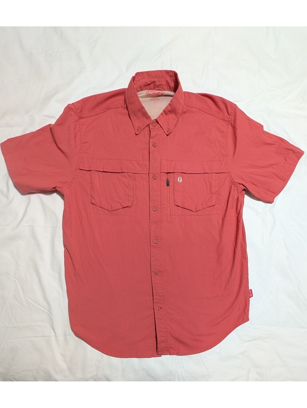 Coleman Men's Short Sleeve Vented Fishing Shirt Salmon Coral Size L